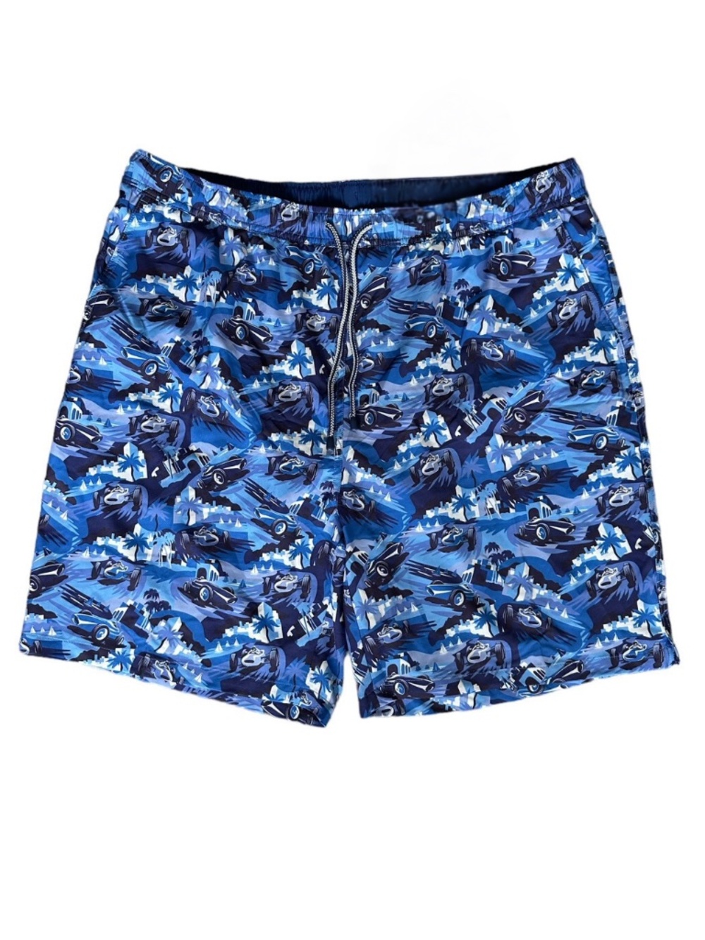 ✨ Peter Millar Seaside Swim Trunks – Blue Car Print Swim Shorts KIDS 11-12  LOVE